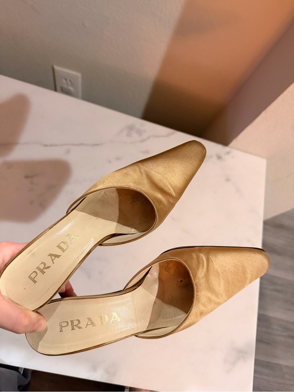 Prada Satin Brown Slip-On Kitten Heel Mules - Picture 10 of 10